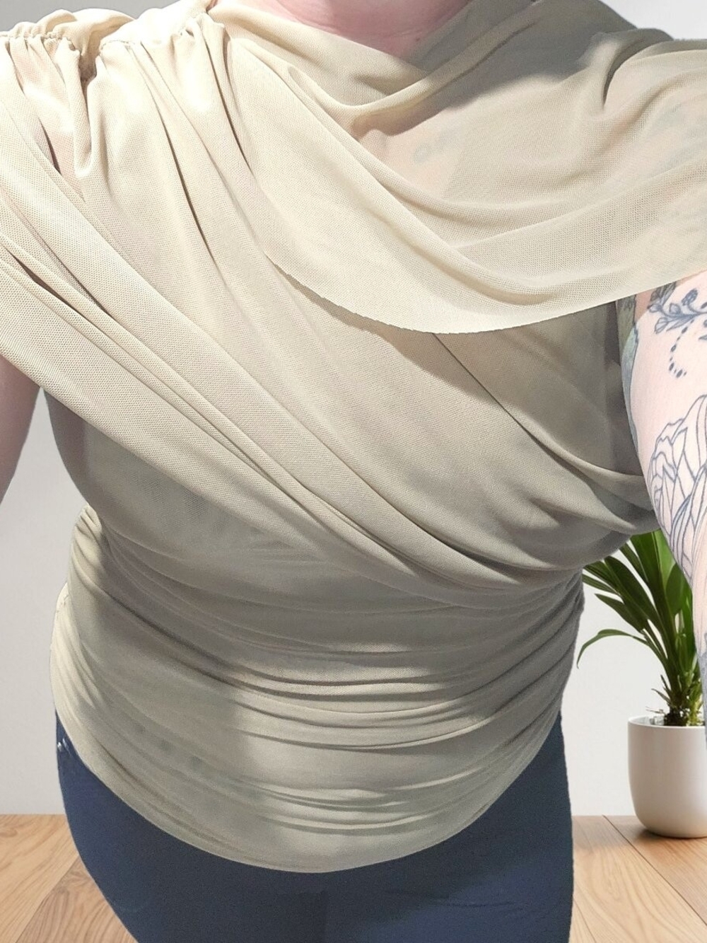 Luxxel Draped Cream Draped Top